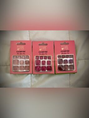 3 Kit Bundle Feral Edge A La Cart Pedi Press-On Toe Nails - Pink